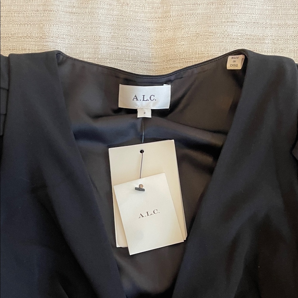 A.L.C. Black Dress with Puff Sleeves and Cutout - Picture 7 of 9